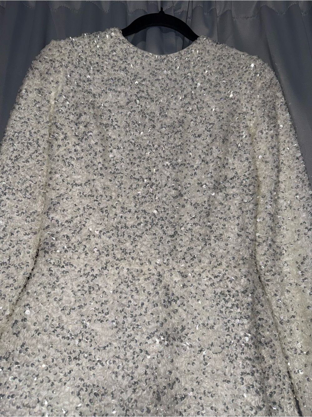 Helsi Long-Sleeve White Sequin Mini Dress - Picture 5 of 9